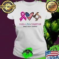 Cure love together breast cancer awareness American flag veteran Independence Day s Ladies tee
