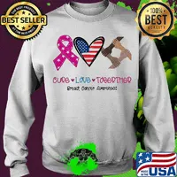 Cure love together breast cancer awareness American flag veteran Independence Day s Sweater