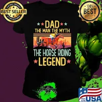 Dad the man the myth the horse riding legend happy father's day stars vintage retro s Ladies tee
