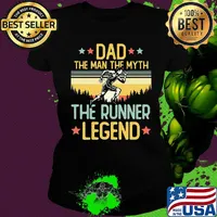 Dad the man the myth the runner legend happy fathers day stars vintage retro s Ladies tee