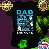 Dad you are as smart as rick as helpful as mr meeseeks as strong as bird person and as funny as morty you are ok for a human on earth c 137 s Ladies tee
