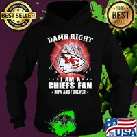 Damn right i am a kansas city chiefs football fan now and forever stars s Hoodie
