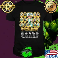 Green bay packers 101st anniversary 1919 2020 thank you for the memories signatures shirt