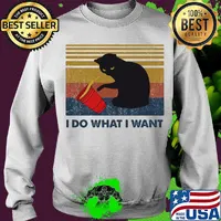 I Do What I Want Cat Spilled Coffee Vintage Retro Shirt Sweater