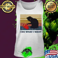 I Do What I Want Cat Spilled Coffee Vintage Retro Shirt Tank top
