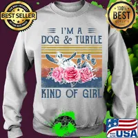 I'm a paw dog and turtle kind of girl flowers vintage retro s Sweater