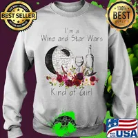 I'm a wine and star wars kind of girl flowers s Sweater