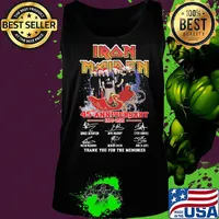 Iron maiden 45th anniversary 1975 2020 thank you for the memories signatures music s Tank top