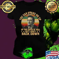 Johnny cash you can stand me up at the gates of hell but i won't back down vintage retro s Ladies tee