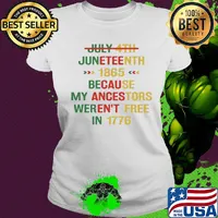 July 4th juneteenth 1865 because my ancestors weren't free in 1776 s Ladies tee