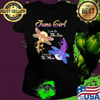 JUNE GIRL LIVE BY THE SUN LOVE BY THE MOON DRAGONFLY SHIRT Ladies tee