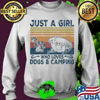 Just a girl who loves paw dogs and camping vintage retro s Sweater