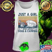 Just a girl who loves paw dogs and camping vintage retro s Tank top