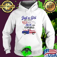 Just a girl who loves red white blue and flamingo american flag independence day s Hoodie