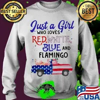 Just a girl who loves red white blue and flamingo american flag independence day s Sweater