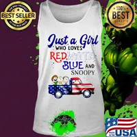 Just a girl who loves red white blue and snoopy firework america 4th of july independence day s Tank top