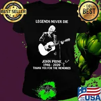 Legends never die john prine 1946 2020 thank you for the memories signature guitar s Ladies tee