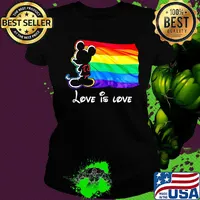 Lgbt mickey mouse love is love black s Ladies tee