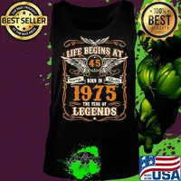 Life begins at 45 vintage born on quality 1975 the year of legends eagles s Tank top
