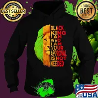 Lion black king i am who i am your approval isn't needed black s Hoodie