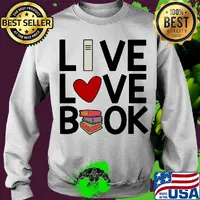 Live love book heart s Sweater