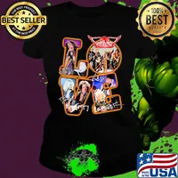 Love aerosmith band members signatures s Ladies tee