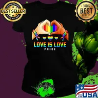 Love Is Love Pride Hand Heart LGBT Shirt Ladies tee
