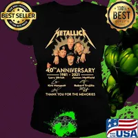 Metallica 40th anniversary 1980 2020 thank you for the memories signatures s Ladies tee