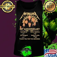 Metallica 40th anniversary 1980 2020 thank you for the memories signatures s Tank top