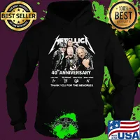 Metallica band 40th anniversary lars ulrich kirk hammett robert trujillo james hetfield thank you for the memories signatures s Hoodie