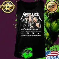 Metallica band 40th anniversary lars ulrich kirk hammett robert trujillo james hetfield thank you for the memories signatures s Tank top