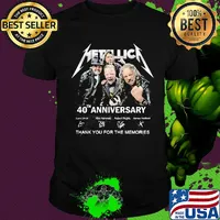 Metallica band 40th anniversary lars ulrich kirk hammett robert trujillo james hetfield thank you for the memories signatures shirt