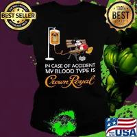 Mickey mouse in case of accident my blood type is crown royal s Ladies tee