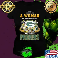 Never underestimate a woman who understands football and loves green bay packers signatures s Ladies tee