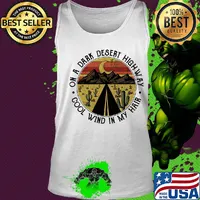 On a dark desert highway cool wind in my hair vintage retro s Tank top