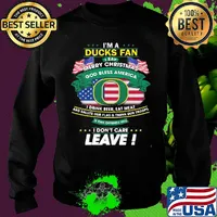 Oregon ducks I'm a ducks fan I say merry christmas god bless america I drink beer eat meat and salute our flag and thank our troops independence day s Sweater