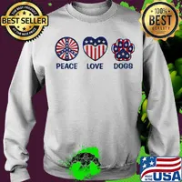 Peace Love Dogs American Flag Independence Day Shirt Sweater