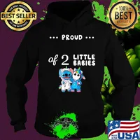 Proud of 2 little babies stitch and unicorn s Hoodie