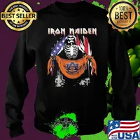 Skeleton iron maiden auburn tigers logo american flag independence day s Sweater