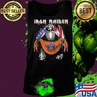 Skeleton iron maiden auburn tigers logo american flag independence day s Tank top