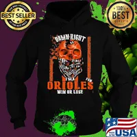 Skull damn right I'm a baltimore orioles fan win or lose american flag independence day s Hoodie