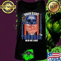 Skull damn right I'm a oklahoma city thunder fan win or lose american flag independence day s Tank top