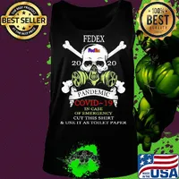 Skull fedex 2020 pandemic covid-19 in case of emergency cut this shirt and use it as toilet paper s Tank top