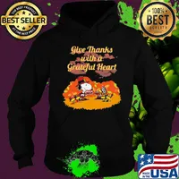 Snoopy and woodstock give thanks with a grateful heart moon s Hoodie