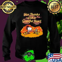 Snoopy and woodstock give thanks with a grateful heart moon s Sweater