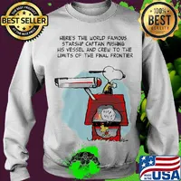 Snoopy home here's the world famous starship captain pushing his vessel and crew to the limits of the final frontier s Sweater