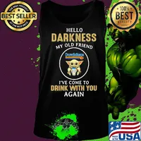 Star wars baby yoda hug dutch bros coffee hello darkness my old friend i've come to drink with you again s Tank top