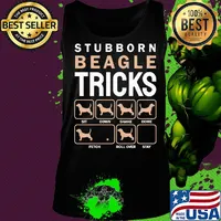 Stubborn beagle tricks sit down share come fetch roll over stay s Tank top