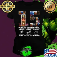 Supernatural 15 years of 2005 2020 15 seasons 327 episodes thank you for the memories signatures s Ladies tee