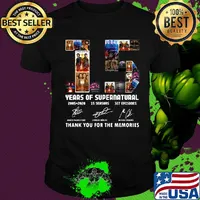 Supernatural 15 years of 2005 2020 15 seasons 327 episodes thank you for the memories signatures shirt